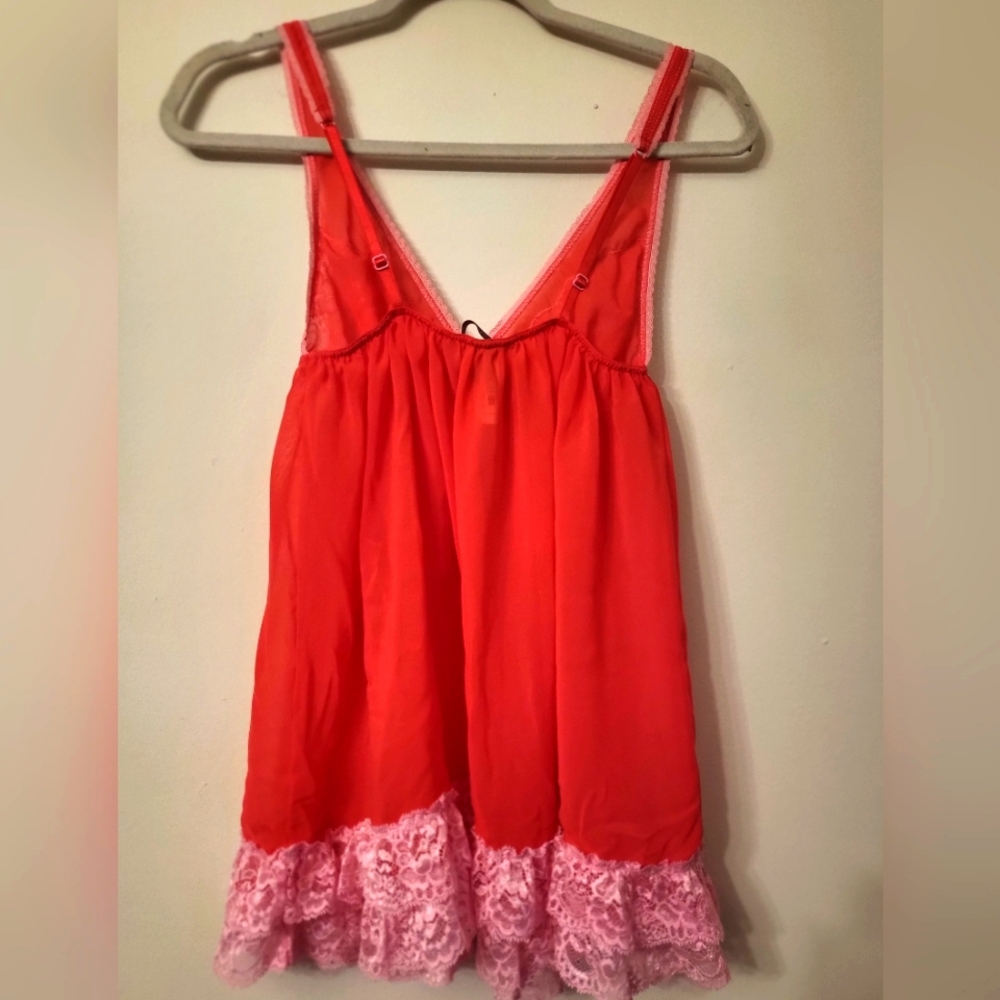 Victoria's Secret Lace Trim Babydoll Lingerie Cami Tank Top Sz Small Romantic